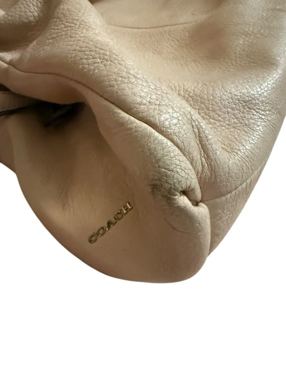 Coach Leather Hobo Shoulder Bag in Cream
